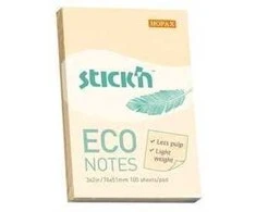Lipnūs lapeliai StickN, 21741, Eco, 76x51mm, 100 lapelių, geltonos spalvos