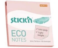 Lipnūs lapeliai StickN, 21746 ,Eco, 76x76mm, 100 lapelių, rožinės spalvos
