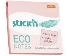 Lipnūs lapeliai StickN, 21746 ,Eco, 76x76mm, 100 lapelių, rožinės spalvos