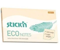 Lipnūs lapeliai StickN, 21749, Eco, 76x127mm, 100 lapelių, geltonos spalvos