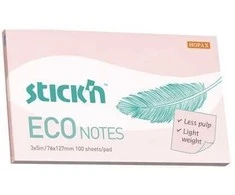 Lipnūs lapeliai StickN, 21750, Eco, 76x127mm, 100 lapelių, rožinės spalvos