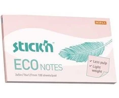Lipnūs lapeliai StickN, 21750, Eco, 76x127mm, 100 lapelių, rožinės spalvos