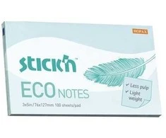 Lipnūs lapeliai StickN, 21751, Eco, 76x127mm, 100 lapelių, melsvos spalvos