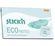 Lipnūs lapeliai StickN, 21751, Eco, 76x127mm, 100 lapelių, melsvos spalvos