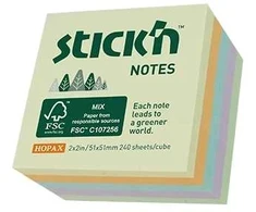 Lipnūs lapeliai StickN 21888 FSC 51x51mm, 240 lapelių, pastelinės spalvos