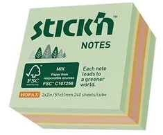 Lipnūs lapeliai StickN 21889 FSC 51x51mm, 240 lapelių, pastelinės spalvos