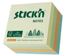 Lipnūs lapeliai StickN 21890 FSC 76x76mm, 400 lapelių, pastelinės spalvos