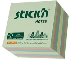 Lipnūs lapeliai StickN 21891 FSC 76x76mm, 400 lapelių, pastelinės spalvos