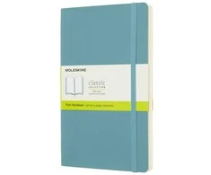 Užrašų knygelė Moleskine Classic, 13x21 cm, balti lapai, minkštais viršeliais, šviesiai mėlynos spalvos