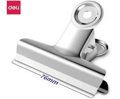 Metaliniai spaustukai DELI 76mm sidabrinės spalvos, 6vnt/pak