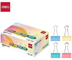Metaliniai spaustukai DELI Rio 41mm, 12 vnt./pak., įvairių spalvų