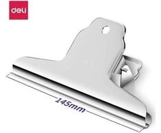Metalinis spaustukas DELI 145mm sidabrinės spalvos 4vnt/pak