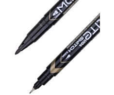 Permanentinis žymeklis DELI EU10420 , dvipusis, 0.5mm ir 1mm, juodos spalvos