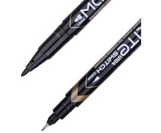 Permanentinis žymeklis DELI EU10420 , dvipusis, 0.5mm ir 1mm, juodos spalvos