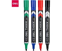 Permanentinis žymeklis DELI U101 1,5-5 mm, kirstu galiuku, 4 spalvų rinkinys