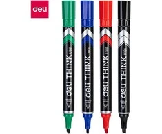 Permanentinis žymeklis DELI U101 1,5-5 mm, kirstu galiuku, 4 spalvų rinkinys