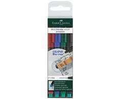 Permanentinis žymeklis CD/DVD diskams FABER CASTELL MULTIMARK F, 4 sp. komplektas