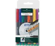 Permanentinių rašiklių rinkinys Faber-Castell Multimark M, 1.0mm, su trintuku, 8 spalvos