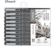 Piešimo rašiklių rinkinys Dmast, 10 vnt./pak.