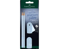Pieštukas Faber-Castell Sparkle, 2 pieštukai + trintukas + drožtukas, melsvos spalvos