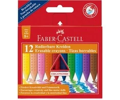 Plastikinės kreidelės Faber-Castell Grip, tribriaunės, 12 spalvų