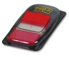 Plastikiniai žymekliai Post-it, 25x43mm, 50vnt., raudonos spalvos