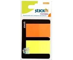 Plastikiniai žymekliai Stick´N 21039, 45x25mm, 2 ryškios spalvos po 25vnt.