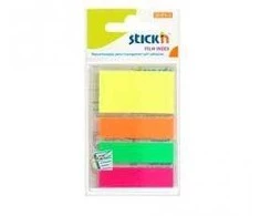 Plastikiniai žymekliai Stick´N 21051, 45x12mm, 4 spalvos po 25vnt.