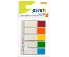 Plastikiniai žymekliai Stick´N 21346, 45x12mm, 5 neoninės spalvos, 5x25 vnt., blisteryje