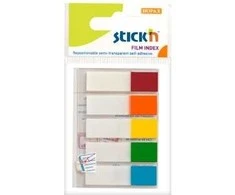 Plastikiniai žymekliai Stick´N 21346, 45x12mm, 5 neoninės spalvos, 5x25 vnt., blisteryje