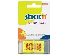 *Plastikiniai žymekliai Stick´N 26015, ´Parašas čia´, 45x25mm, 50vnt., neoninės geltonos spalvos, blisteryje
