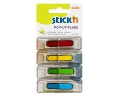 *Plastikiniai žymekliai Stick´N 26018, 45x12mm, strėlytės formos, 4 spalvos po 30 vnt.,blisteryje