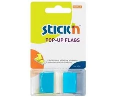 Stickxb4N Plastikiniai žymekliai Stick´N 26024, 45x25mm, 50vnt., mėlynos spalvos, blisteryje