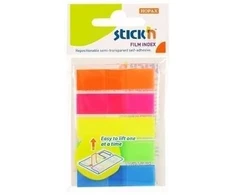 Plastikiniai žymekliai StickN 26070, 45x12,5mm, 5x20L, įvairių spalvų, blisteryje