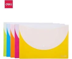 Plastikinis vokas DELI Rio A4 su spaustuku, įvairių spalvų