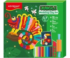 Plastilino rinkinys Keyroad Jungle, 180g + plastikinis peilis + volelis + spalvotas popierius