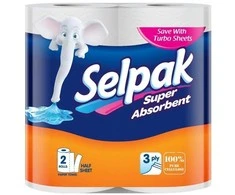 Popieriniai rankšluosčiai SELPAK, 3 sluoksnių, 84 lapeliai, 11,25 m ilgio, 2 ritinėliai, baltos spalvos