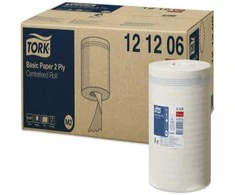 Popieriniai rankšluosčiai Tork Wiper Basic Centerfeed M2 (140002,) 1 sluoksnis, baltos spalvos, 280 m