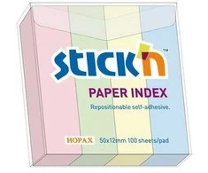 Popieriniai žymekliai Stick´N 21016, 50x12mm, 4 pastelinės spalvos po 100vnt.