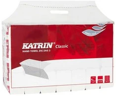 Rankšluosčiai lapiniai Katrin Classic Zig Zag 2 balti 2sluoksnių, 200 lapelių