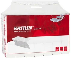 Rankšluosčiai lapiniai Katrin Classic Zig Zag 2 balti 2sluoksnių, 200 lapelių