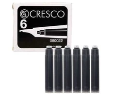 Rašalo kapsulės Cresco, trumpos, 6vnt, juodos spalvos
