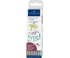 Rašikliai Faber-Castell PITT artist pen, Metallic 4 spalvos