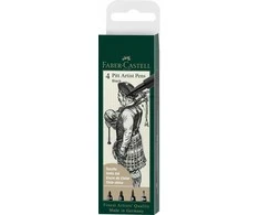 Rašikliai piešimui Faber-Castell Pitt Artist Pen #199, 4vnt (1.5, C, B, FM)