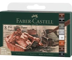 Faber-Castell – Indijos rašalas Pitt Artist Pen Classical (8 vnt) (167172)