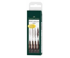 Rašikliai piešimui Faber-Castell PITT, S, F, M, B, 4vnt., rudos spalvos