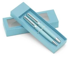 Blue Collection Rinkinys rašiklis+tušinukas Colorado metalinis, dėžutėje, žydros spalvos