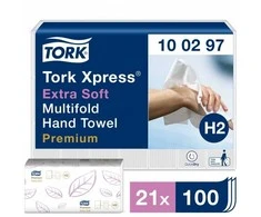 Servetėlės Tork Multifold Premium Extra Soft H2 (100297), 2 sluoksniai, baltos spalvos, 100 lapelių