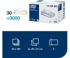 Servetėlės veidui Tork Premium Facial F1 (140280), 2 sluoksniai, baltos spalvos, 100 vnt, dėžutėje
