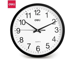 Sieninis laikrodis Deli 9005, ø30 cm, juodos spalvos rėmelis